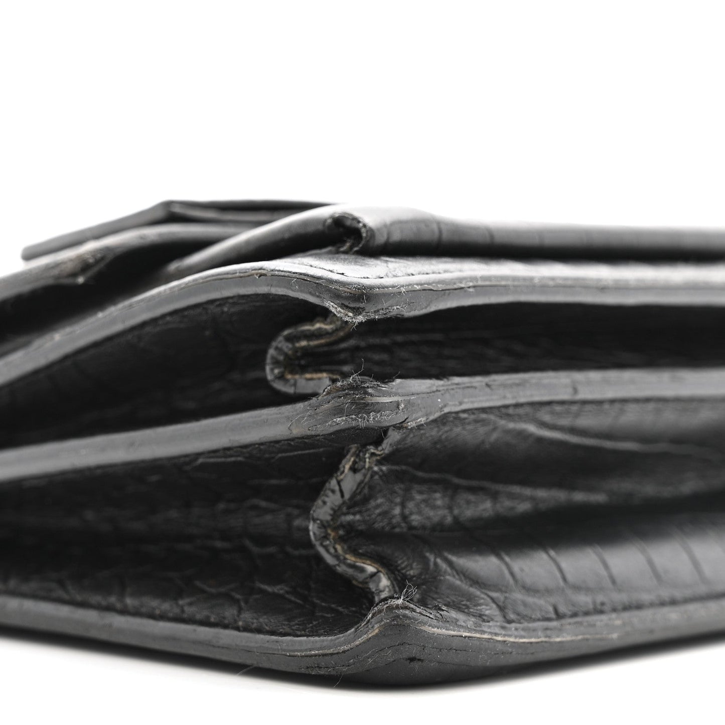 Calfskin Crocodile Embossed Medium Monogram Sunset Black