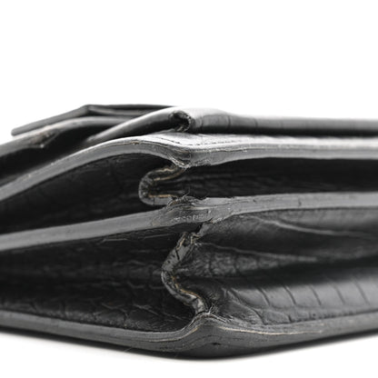 Calfskin Crocodile Embossed Medium Monogram Sunset Black