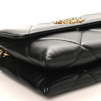 Lambskin Quilted Chanel 19 Flap Clutch Black