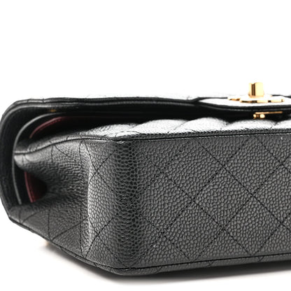 Caviar Quilted Small Double Flap Black