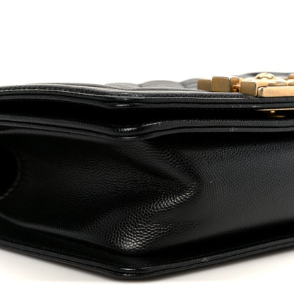 Caviar Quilted Small Boy Flap Black