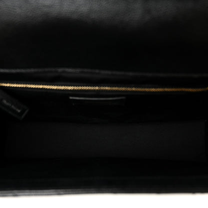 Grain De Poudre Matelasse Chevron Large Monogram Satchel Black