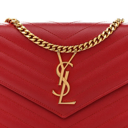 Grain De Poudre Matelasse Chevron Monogram Chain Wallet Red