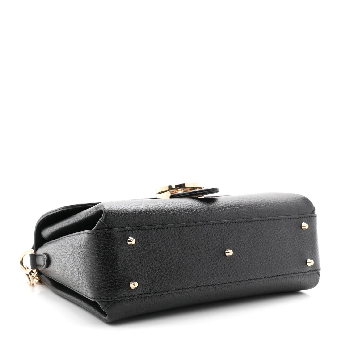 Dollar Calfskin Interlocking G Top Handle Shoulder Bag Black