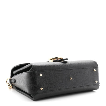 Dollar Calfskin Interlocking G Top Handle Shoulder Bag Black