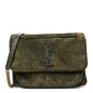 Suede Monogram Medium Niki Chain Satchel Loden Green