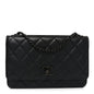 Lambskin Quilted Trendy CC Wallet On Chain WOC So Black