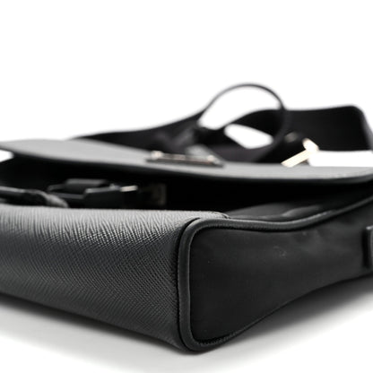 Re-Nylon Saffiano Triangle Shoulder Bag Black