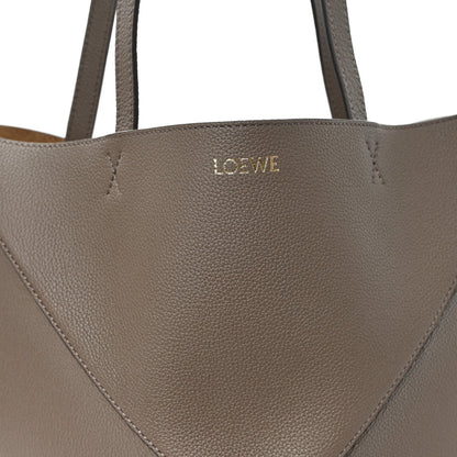 Grained Calfskin Medium Puzzle Fold Tote Taupe