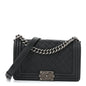 Caviar Quilted Medium Boy Flap Dark Grey
