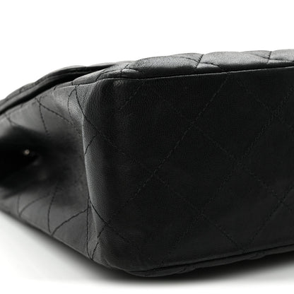 Lambskin Quilted Jumbo Single Flap Black