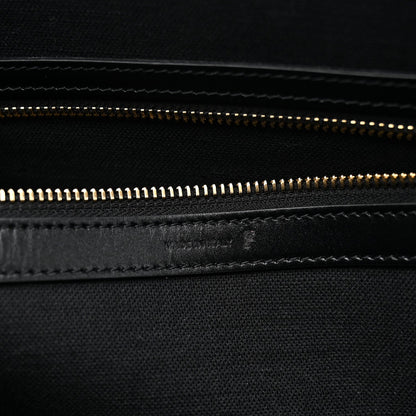 Canvas Calfskin Horizontal Cabas Black