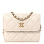 Lambskin Quilted Pearl Crush Clutch With Chain White