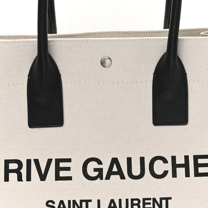 Linen Calfskin Small Rive Gauche Tote Greggio Natural