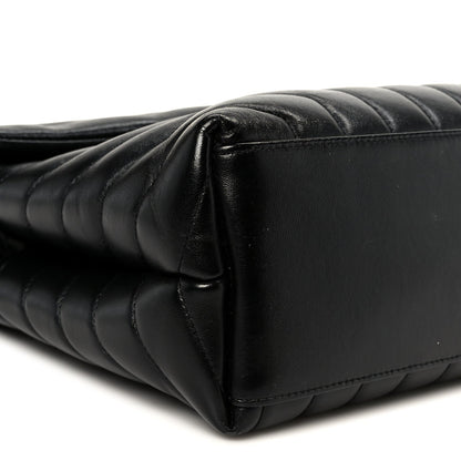 Calfskin Y Quilted Monogram Medium Loulou Chain Satchel Black