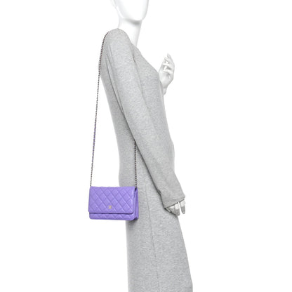 Caviar Quilted Wallet On Chain WOC Purple