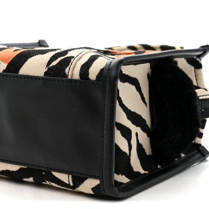 Cotton Canvas Zebra Tiger Print Mini The Traveler Tote Bag