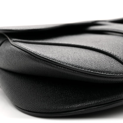 Grained Calfskin Saddle Bag With Strap Black