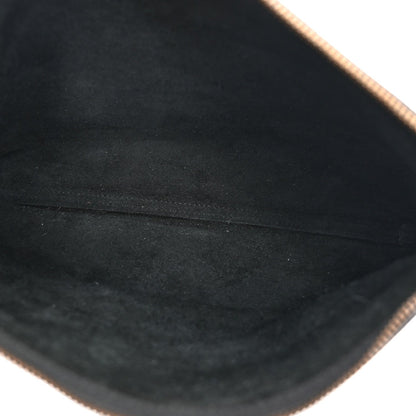 Pebbled Calfskin Medium Logo Portfolio Clutch Black