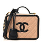 Caviar Quilted Medium CC Filigree Vanity Case Beige Black