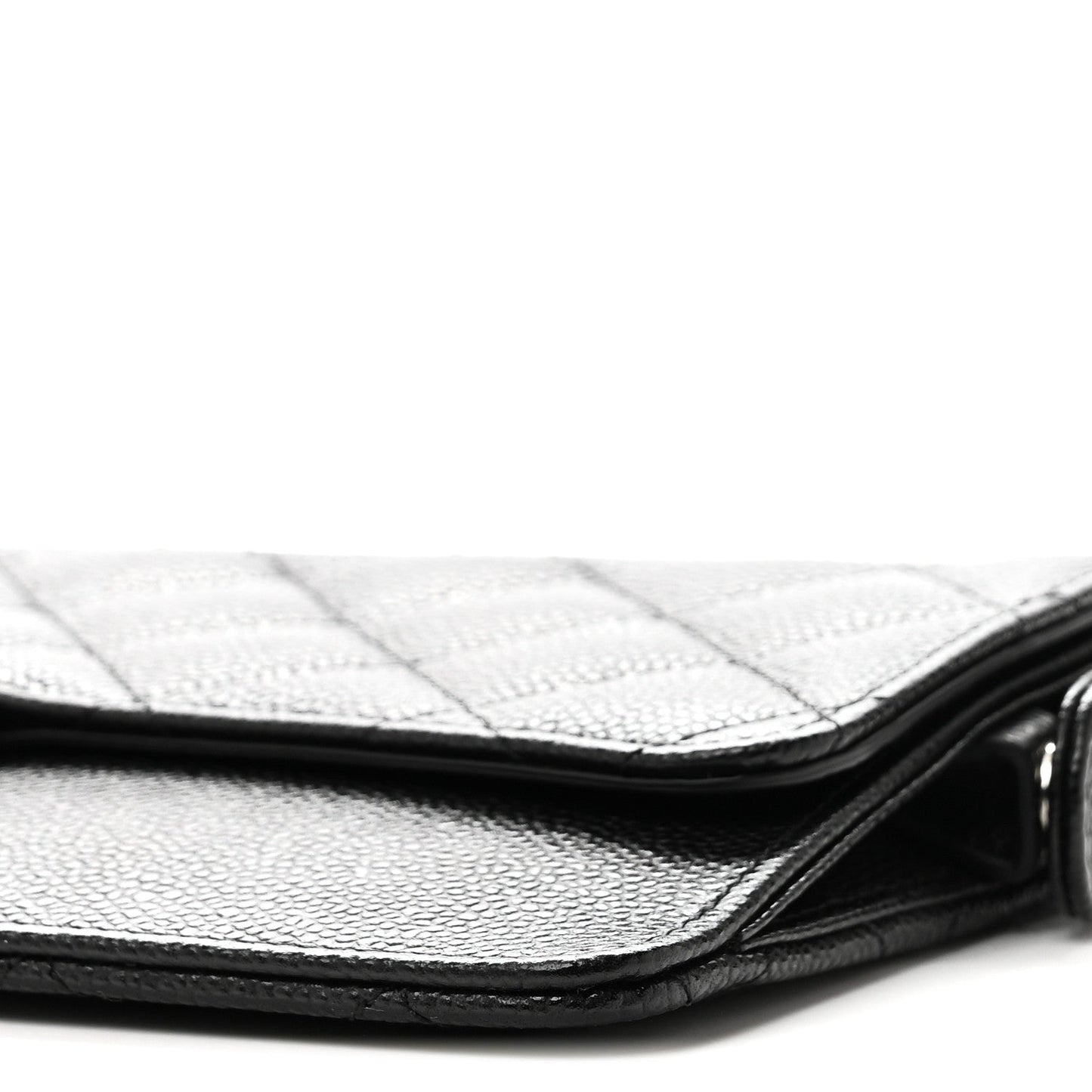 Caviar Quilted Classic Pouch With Handle Black