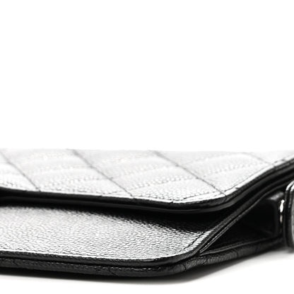 Caviar Quilted Classic Pouch With Handle Black