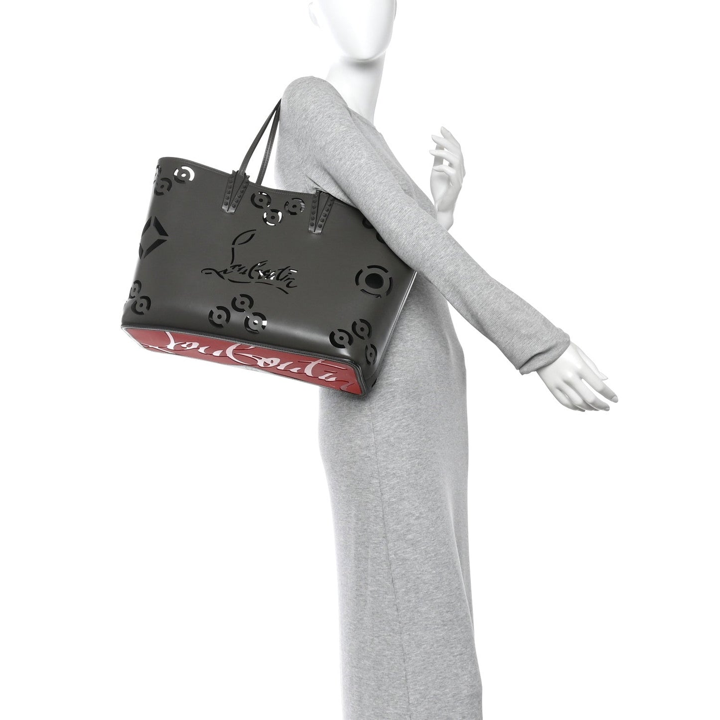 Calfskin Paris CL Logo Perforated Cabata Tote Rocket