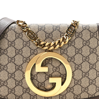 GG Supreme Monogram Textured Dollar Calfskin Blondie Chain Shoulder Flap Bag Beige Ebony New Acero