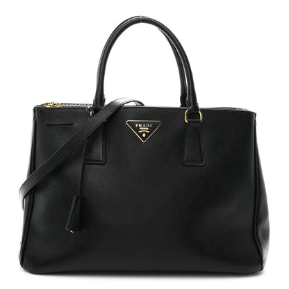 Saffiano Medium Galleria Double Zip Tote Black