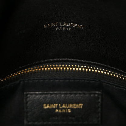 Lambskin Quilted Small Loulou Puffer Monogram Chain Satchel Black