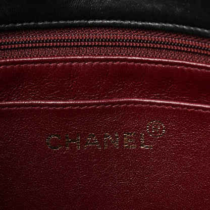 Lambskin Quilted Double Pocket Shoulder Bag Black
