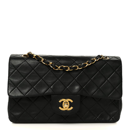Lambskin Quilted Small Double Flap Black