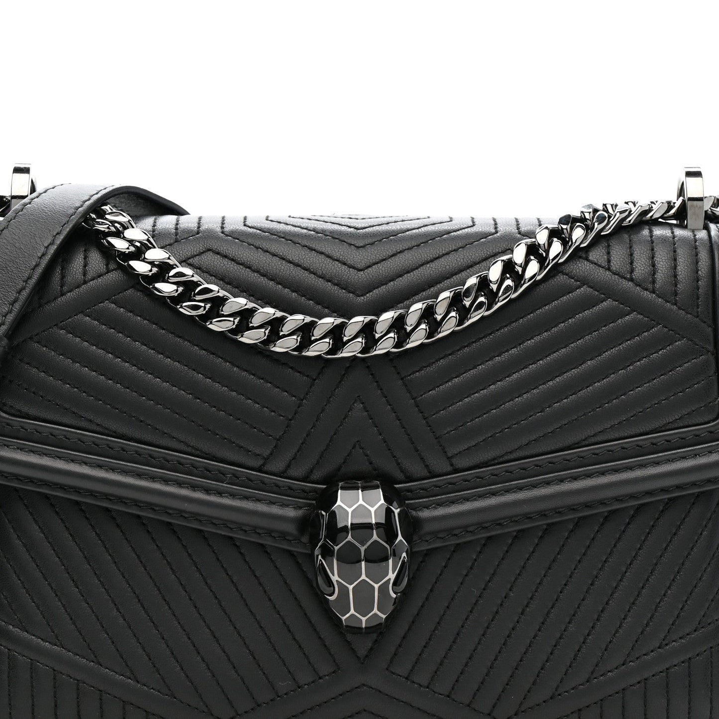 Quilted Nappa Smooth Calfskin Serpenti Forever Diamond Blast Shoulder Bag Black