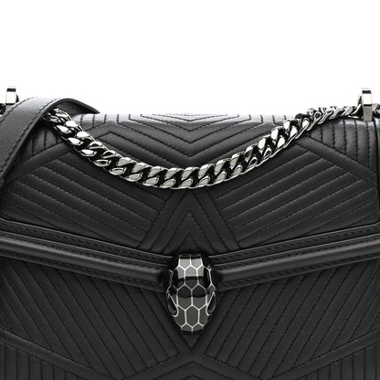 Quilted Nappa Smooth Calfskin Serpenti Forever Diamond Blast Shoulder Bag Black