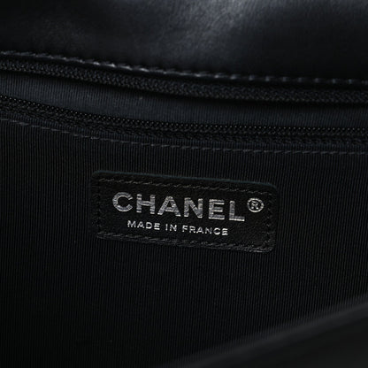 Lambskin Perforated Quilted New Medium Boy Flap Black