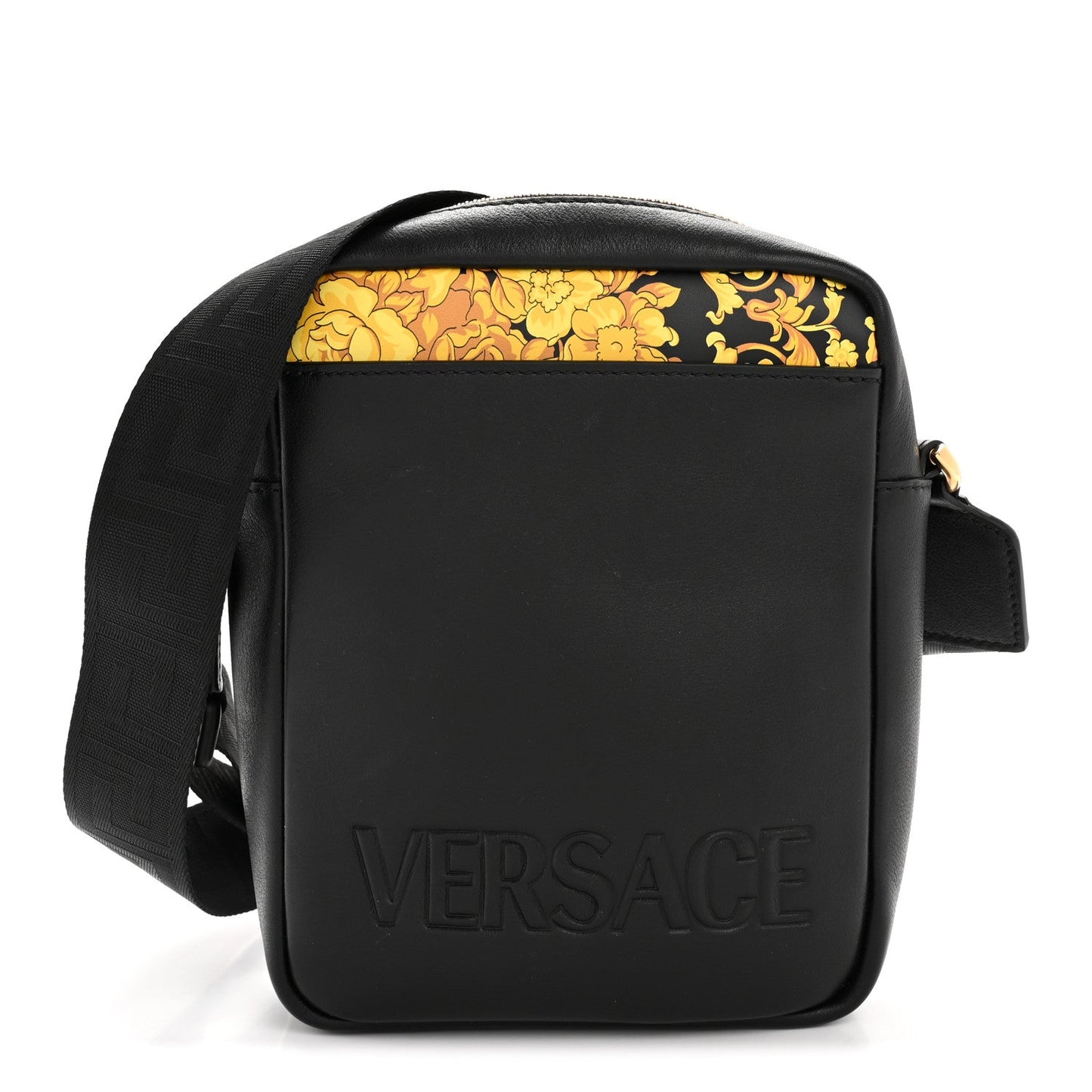 Calfskin Baroque Logo Messenger Bag Black