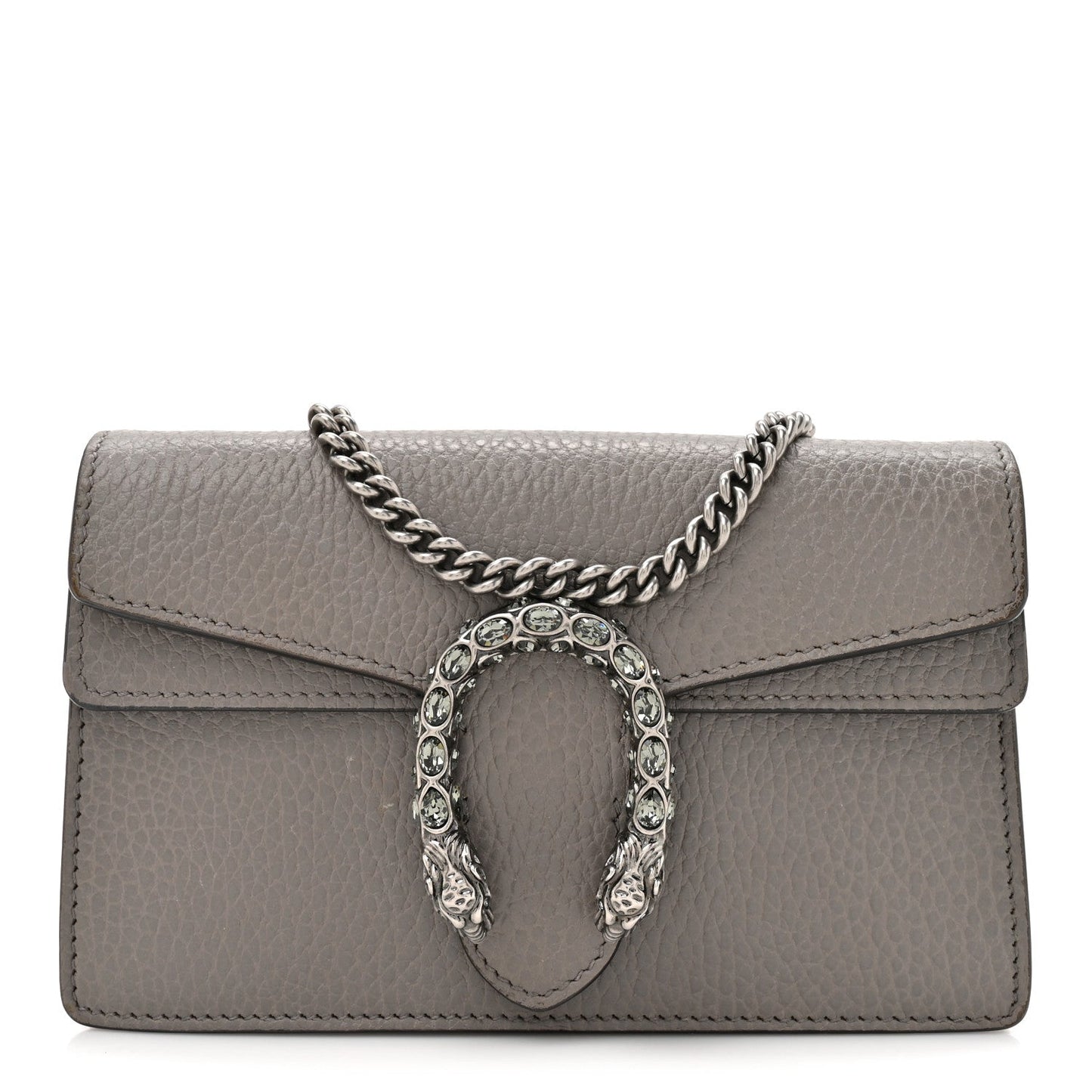 Dollar Calfskin Crystal Super Mini Dionysus Shoulder Bag Dusty Grey Black Diamond