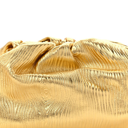 Metallic Bark Calfskin Embossed The Pouch Oversized Clutch Oro