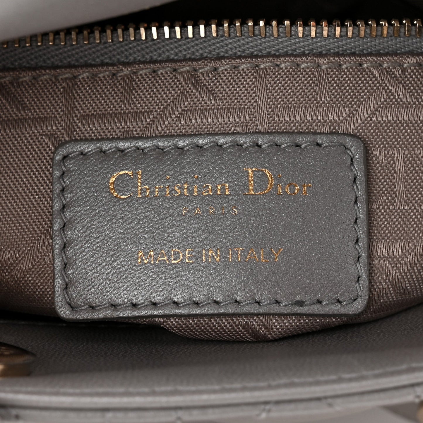 Metallic Lambskin Cannage Mini Lady Dior Grey