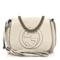 Pebbled Calfskin Small Soho Flap Crossbody Off White