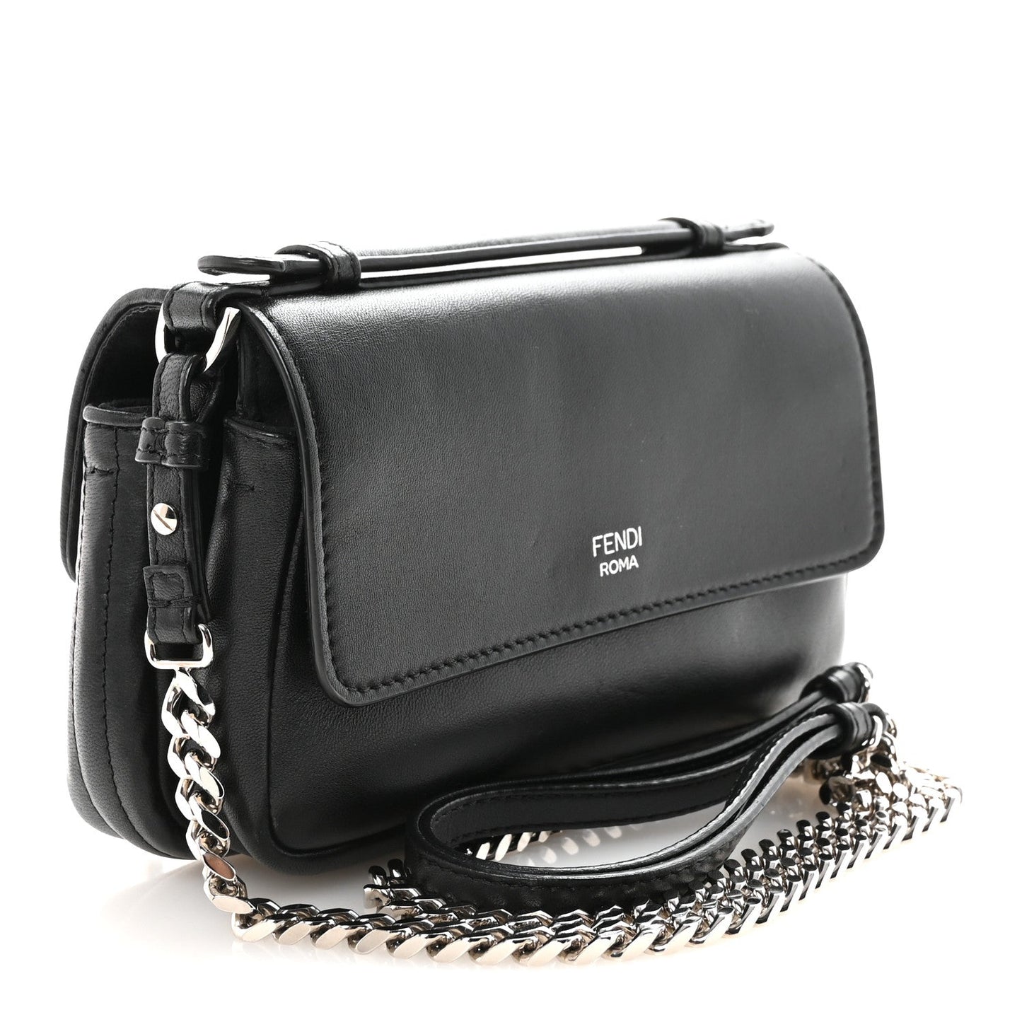 Shiny Nappa Trapuntata Micro Double Baguette Black