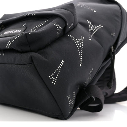Canvas Crystal Embellished Eiffel Tower Explorer Backpack S Black