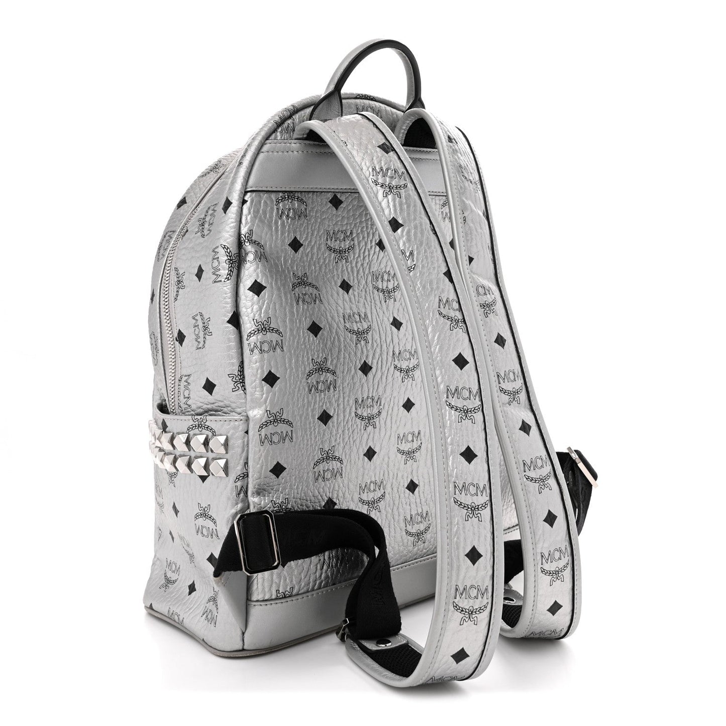 Metallic Visetos Medium Side Stud Stark Backpack Berlin Silver