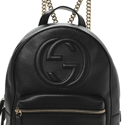 Pebbled Calfskin Soho Chain Backpack Black