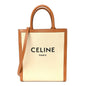 Canvas Calfskin Logo Print Small Vertical Cabas Natural Tan