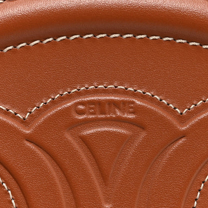 Smooth Calfskin Cuir Small Triomphe Oval Crossbody Purse Tan
