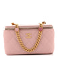 Caviar Quilted Pearl Enamel Small Vanity Case With Chain Light Pink