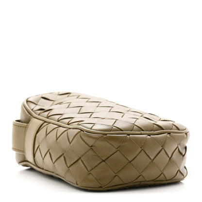 Calfskin Intrecciato Mini Cassette Phone Holder Crossbody Khaki