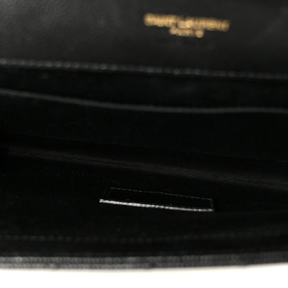 Grain De Poudre Textured Mixed Matelasse Triquilt Monogram Clutch Black