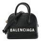 Grained Calfskin Logo Mini Ville Top Handle Bag Black White
